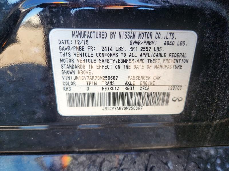 Продаж на аукціоні авто 2016 Infiniti Q50, vin: JN1CV7AR7GM250667, номер лоту: 69960126