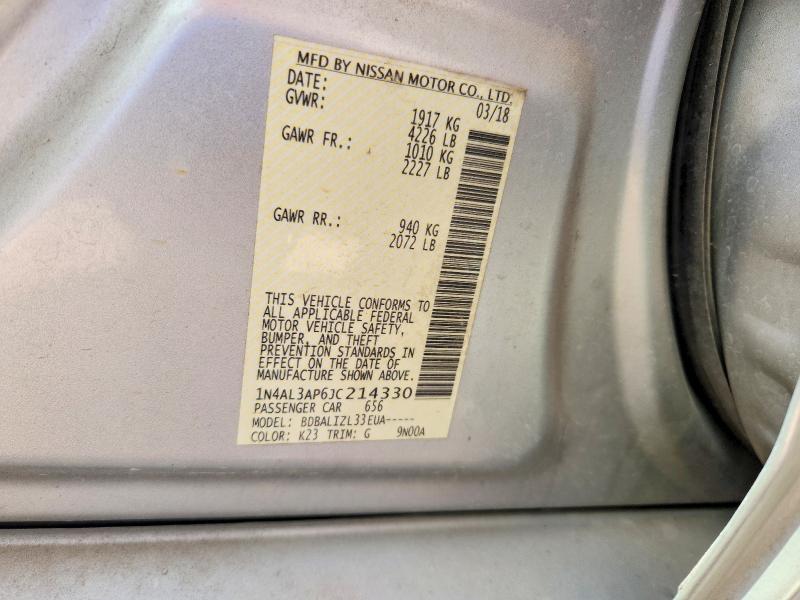 Aukcja sprzedaży 2018 Nissan Altima, vin: 1N4AL3AP6JC214330, numer aukcji: 68030476