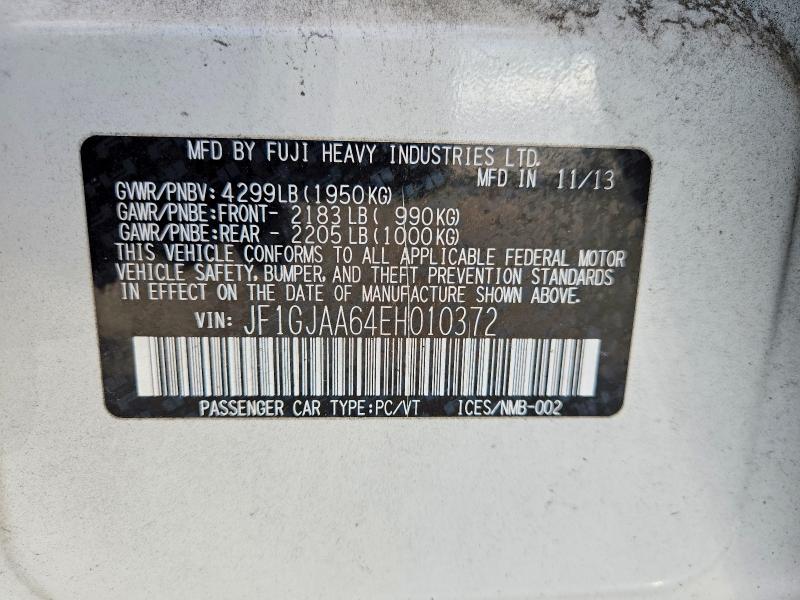 69541946 :رقم المزاد ، JF1GJAA64EH010372 vin ، 2014 Subaru Impreza مزاد بيع