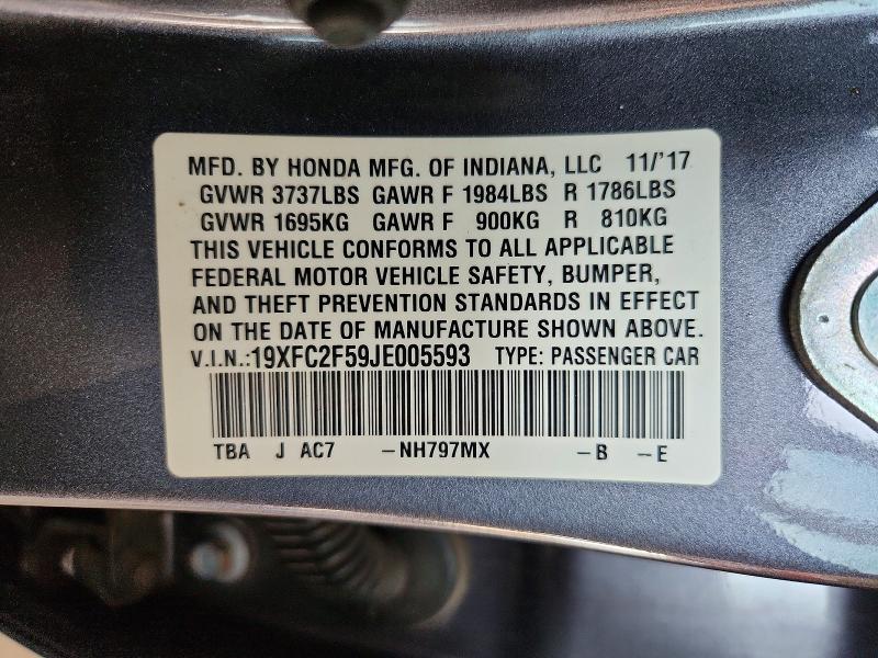 Aukcja sprzedaży 2018 Honda Civic, vin: 19XFC2F59JE005593, numer aukcji: 68672776