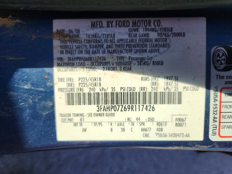 Продаж на аукціоні авто 2009 Ford Fusion, vin: 3FAHP07Z69R117426, номер лоту: 70221596