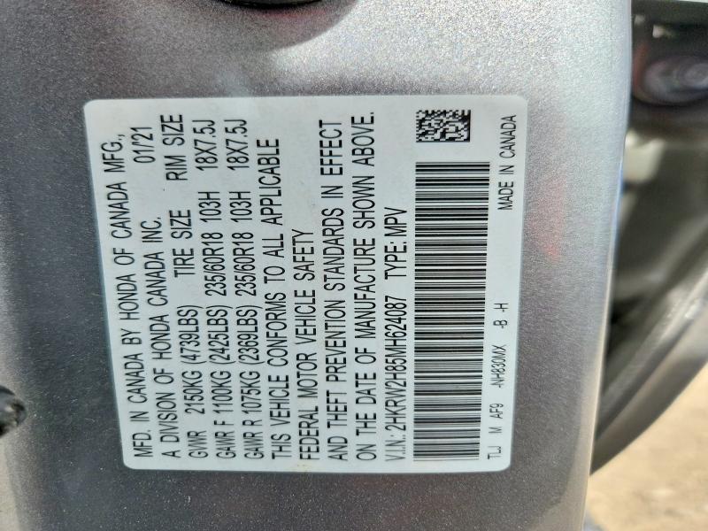 Продажа на аукционе авто 2021 Honda Cr-v, vin: 2HKRW2H85MH624087, номер лота: 67648586