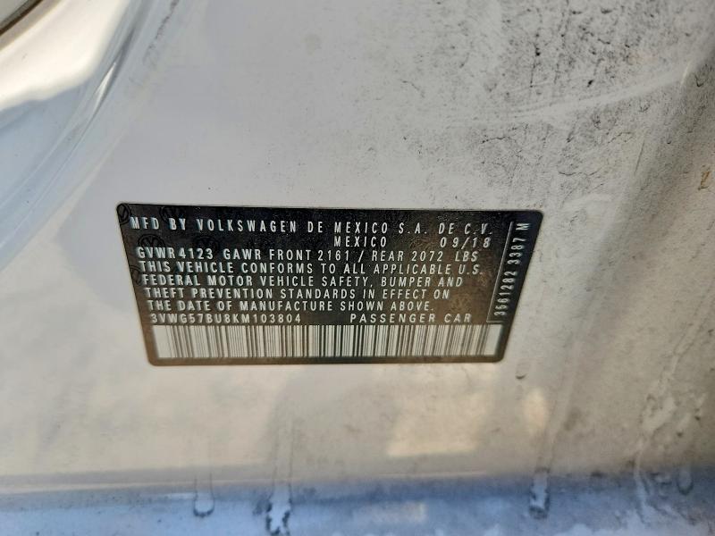 Продаж на аукціоні авто 2019 Volkswagen Jetta, vin: 3VWG57BU8KM103804, номер лоту: 69023436