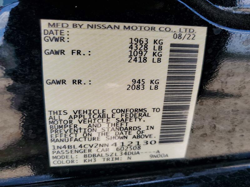 Продаж на аукціоні авто 2022 Nissan Altima, vin: 1N4BL4CV2NN412130, номер лоту: 68304856