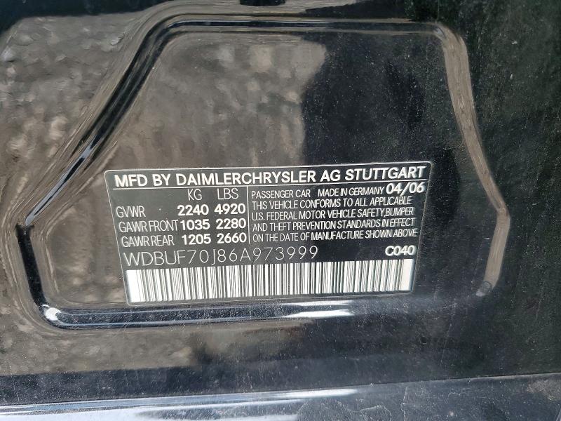 Aukcja sprzedaży 2006 Mercedes-benz E, vin: WDBUF70J86A973999, numer aukcji: 67388486