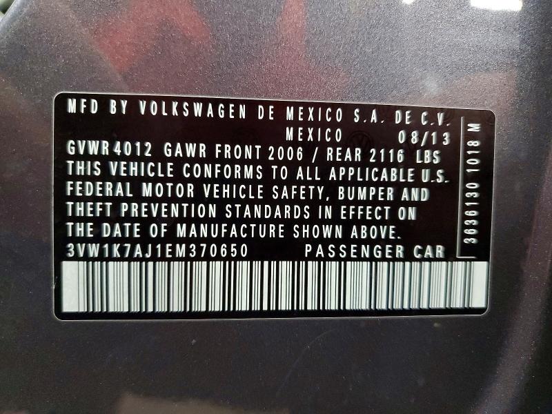 Aukcja sprzedaży 2014 Volkswagen Jetta, vin: 3VW1K7AJ1EM370650, numer aukcji: 67427556