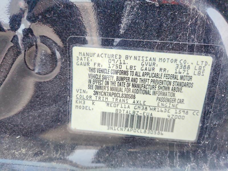 Aukcja sprzedaży 2012 Nissan Versa, vin: 3N1CN7AP0CL830586, numer aukcji: 68496566