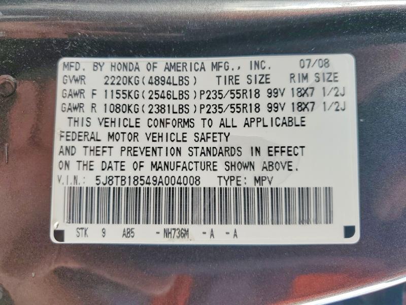 Продаж на аукціоні авто 2009 Acura Rdx, vin: 5J8TB18549A004008, номер лоту: 70983846