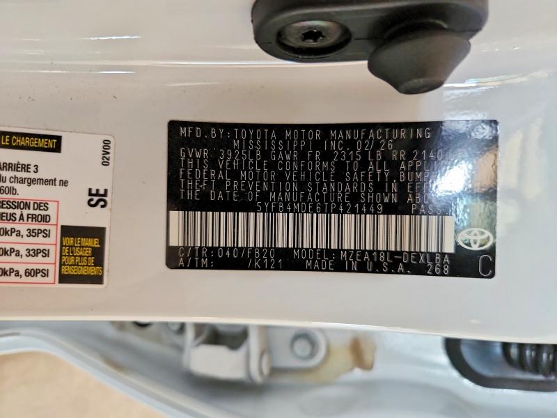 Продаж на аукціоні авто 2026 Toyota Corolla, vin: 5YFB4MDE6TP421449, номер лоту: 68769276