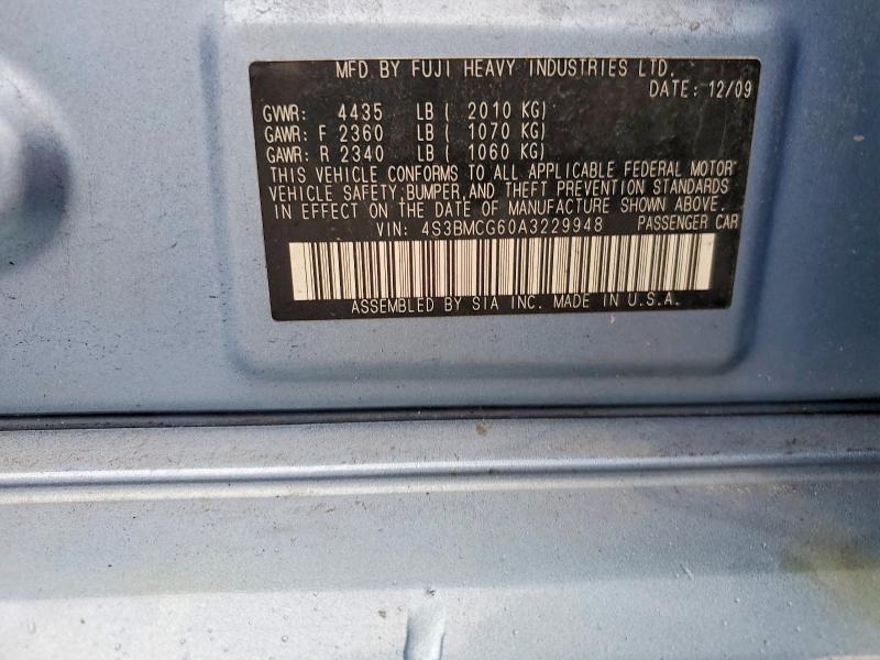 Aukcja sprzedaży 2010 Subaru Legacy, vin: 4S3BMCG60A3229948, numer aukcji: 67001396