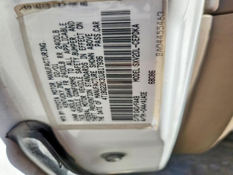 58158936 :رقم المزاد ، 4T1BG22K31U817936 vin ، 2001 Toyota Camry مزاد بيع