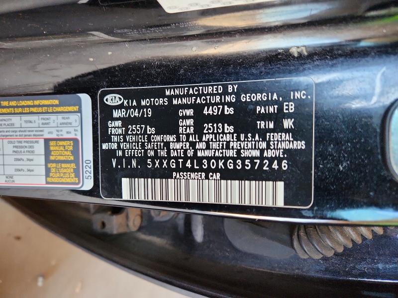 69591946 :رقم المزاد ، 5XXGT4L30KG357246 vin ، 2019 Kia Optima مزاد بيع