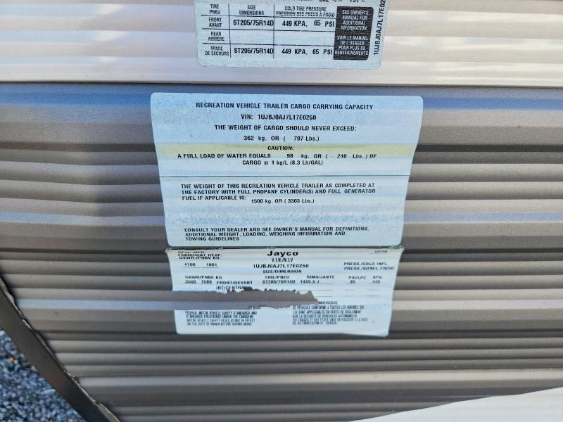 Продаж на аукціоні авто 2020 Jayco Jay Trailers, vin: 1UJBJ0AJ7L17E0250, номер лоту: 67916466