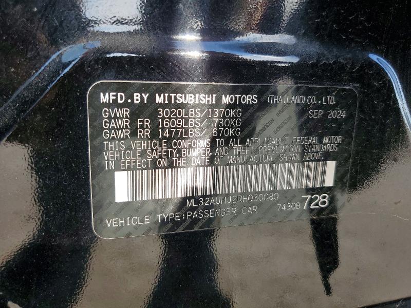 Aukcja sprzedaży 2024 Mitsubishi Mirage, vin: ML32AUHJ2RH030080, numer aukcji: 67615326