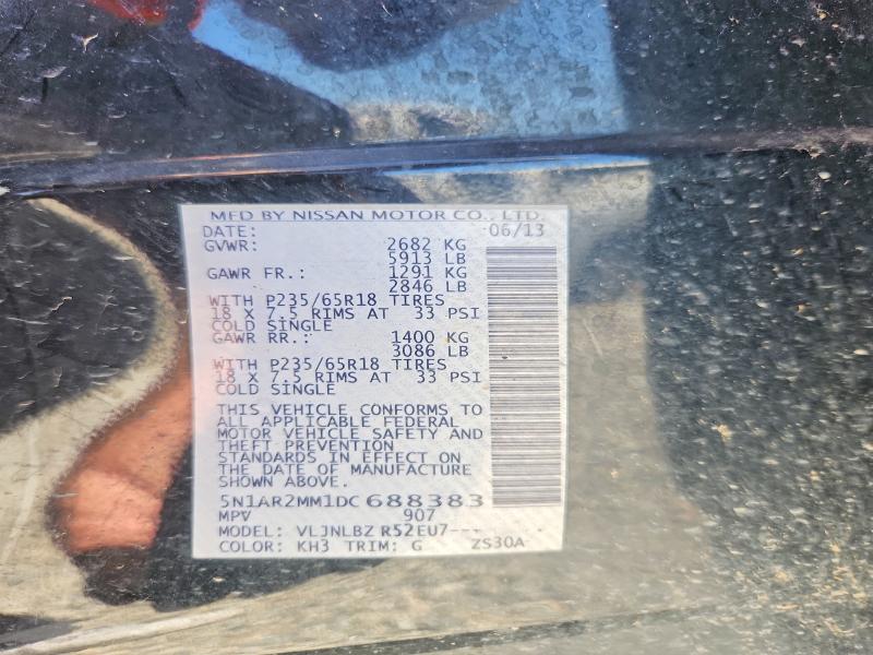 2013 Nissan Pathfinder მანქანა იყიდება აუქციონზე, vin: 5N1AR2MM1DC688383, აუქციონის ნომერი: 67138406