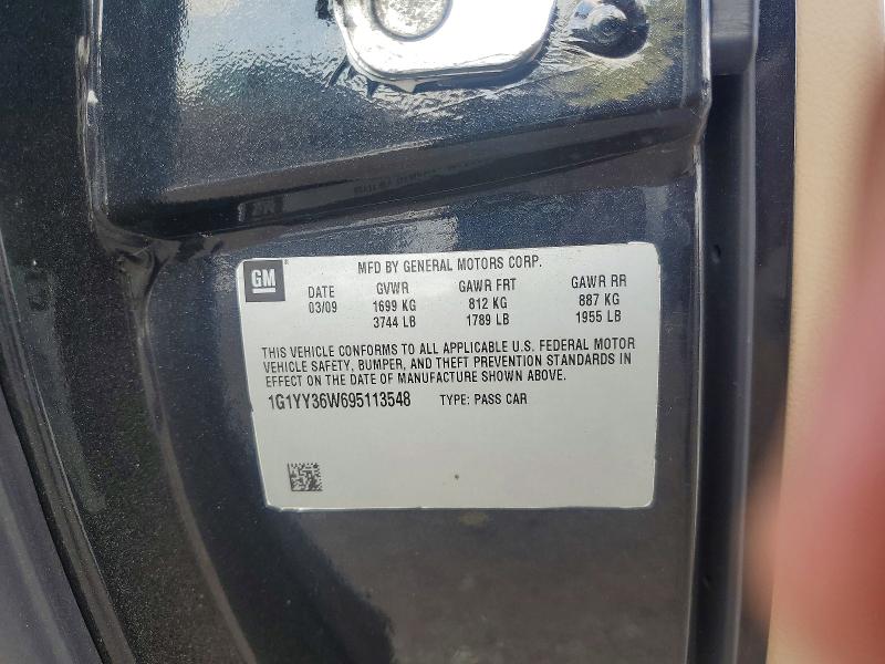 68834486 :رقم المزاد ، 1G1YY36W695113548 vin ، 2009 Chevrolet Corvette مزاد بيع