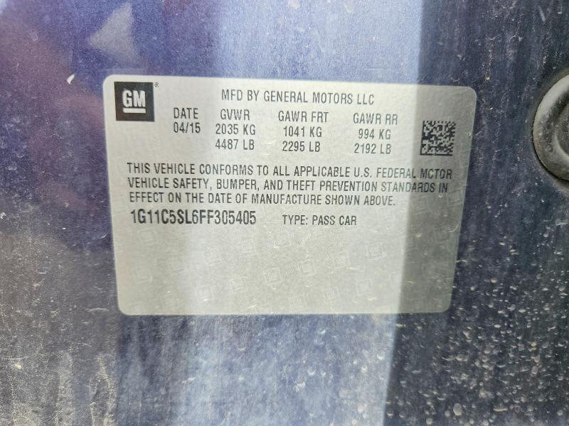69464536 :رقم المزاد ، 1G11C5SL6FF305405 vin ، 2015 Chevrolet Malibu مزاد بيع