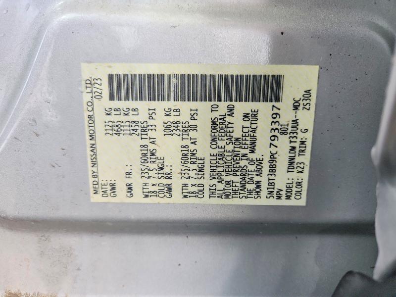 67441806 :رقم المزاد ، 5N1BT3BB9PC793397 vin ، 2023 Nissan Rogue مزاد بيع