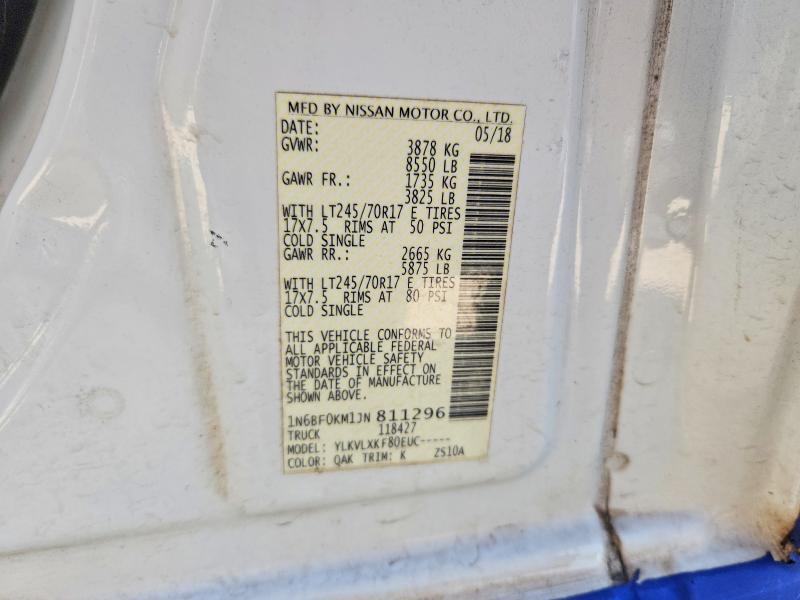 2018 Nissan Nv მანქანა იყიდება აუქციონზე, vin: 1N6BF0KM1JN811296, აუქციონის ნომერი: 70328116