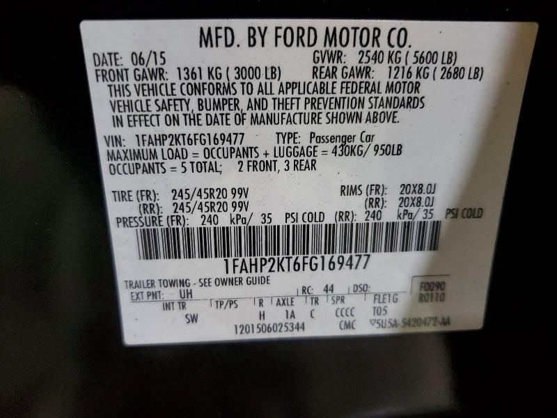 68110206 :رقم المزاد ، 1FAHP2KT6FG169477 vin ، 2015 Ford Taurus مزاد بيع