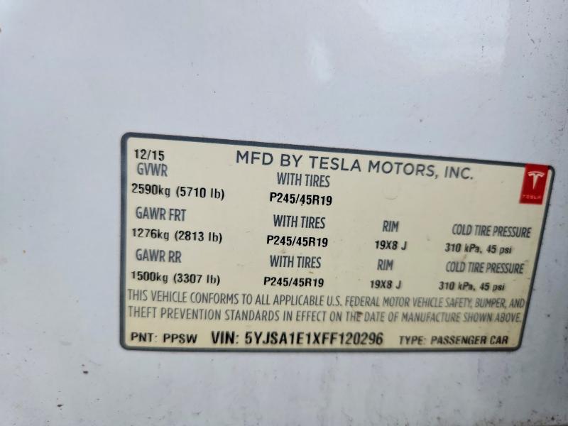 Aukcja sprzedaży 2015 Tesla Model S, vin: 5YJSA1E1XFF120296, numer aukcji: 69738746