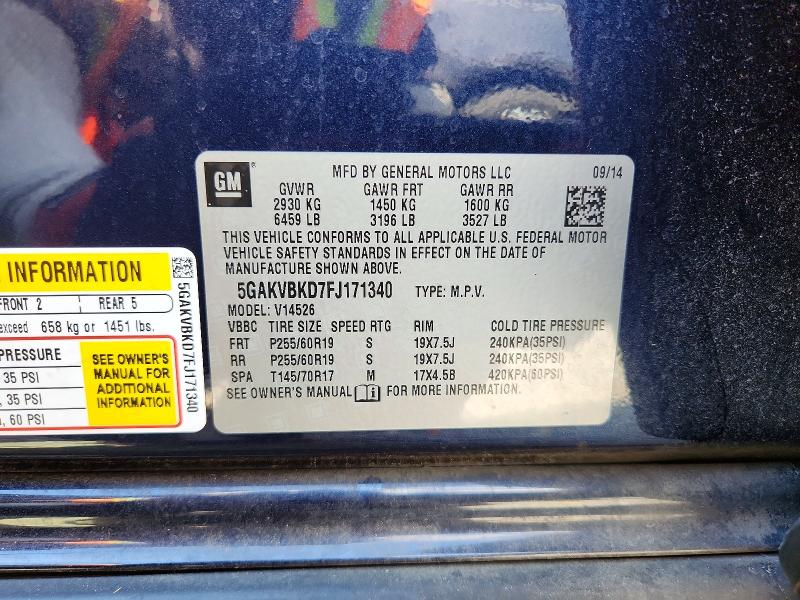 68760196 :رقم المزاد ، 5GAKVBKD7FJ171340 vin ، 2015 Buick Enclave مزاد بيع