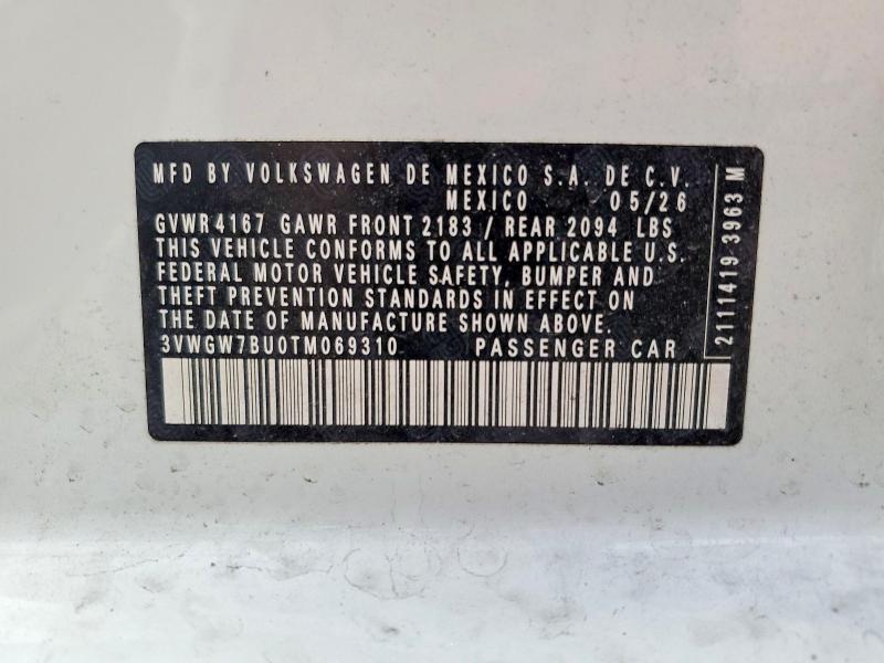 Продажа на аукционе авто 2026 Volkswagen Jetta, vin: 3VWGW7BU0TM069310, номер лота: 67440626