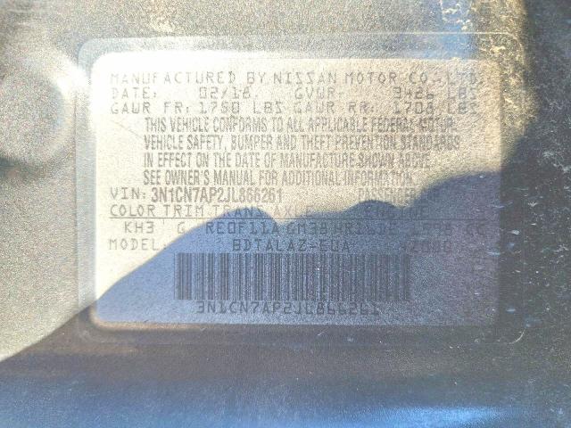 Продажа на аукционе авто 2018 Nissan Versa, vin: 3N1CN7AP2JL866261, номер лота: 69625086