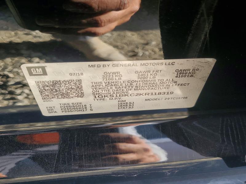 69702846 :رقم المزاد ، 1GKS1BKC2KR118319 vin ، 2019 Gmc Yukon مزاد بيع