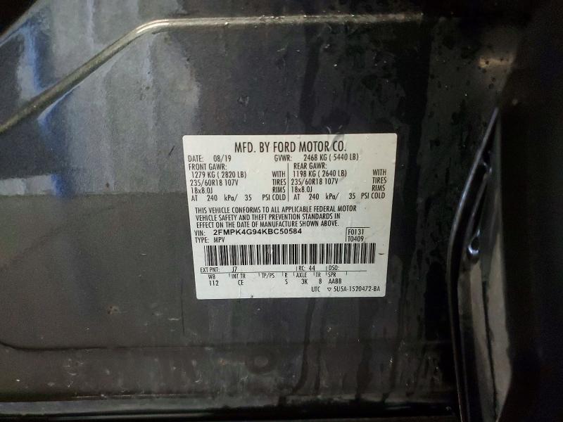 67778006 :رقم المزاد ، 2FMPK4G94KBC50584 vin ، 2019 Ford Edge مزاد بيع