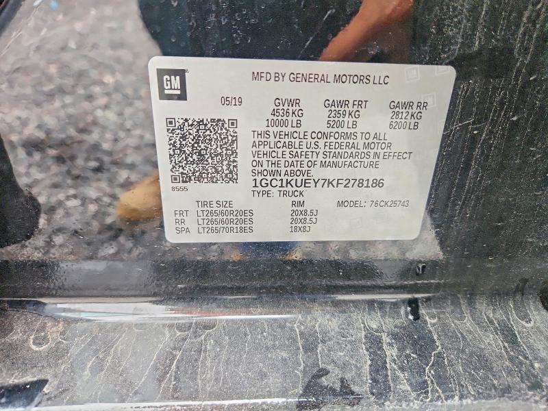 69847956 :رقم المزاد ، 1GC1KUEY7KF278186 vin ، 2019 Chevrolet Silverado مزاد بيع