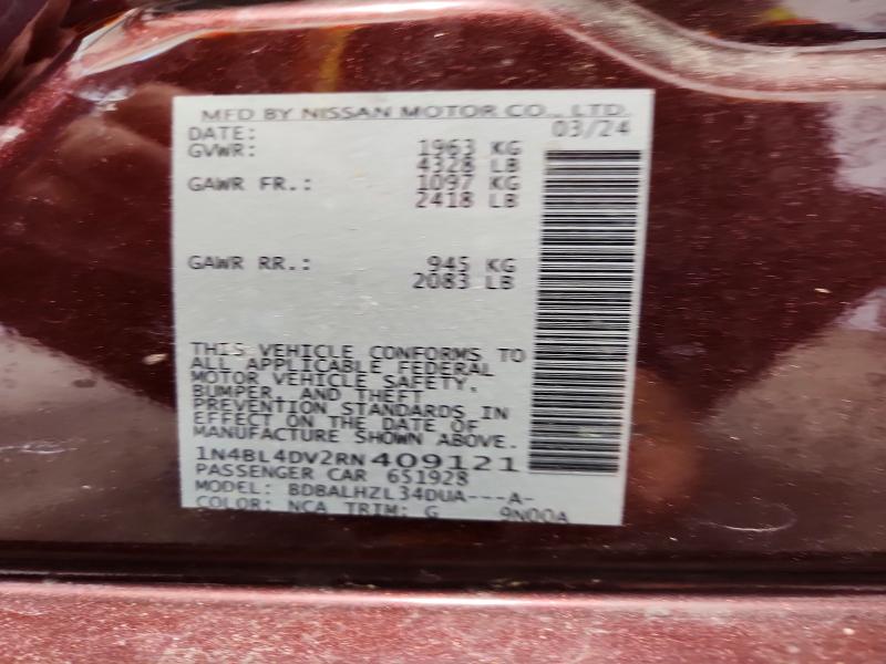Продажа на аукционе авто 2024 Nissan Altima, vin: 1N4BL4DV2RN409121, номер лота: 70088796