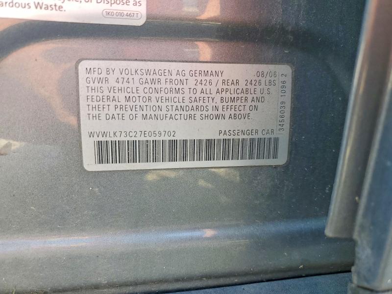 Продаж на аукціоні авто 2007 Volkswagen Passat, vin: WVWLK73C27E059702, номер лоту: 67405406
