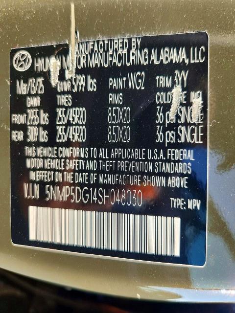67796456 :رقم المزاد ، 5NMP5DG14SH048030 vin ، 2025 Hyundai Santa Fe مزاد بيع