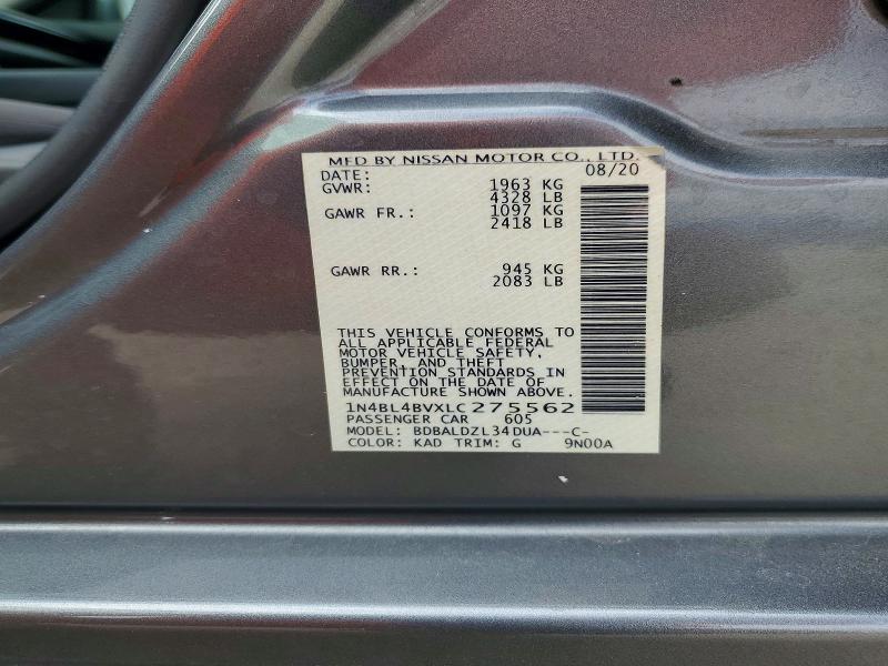 Продаж на аукціоні авто 2020 Nissan Altima, vin: 1N4BL4BVXLC275562, номер лоту: 70922876
