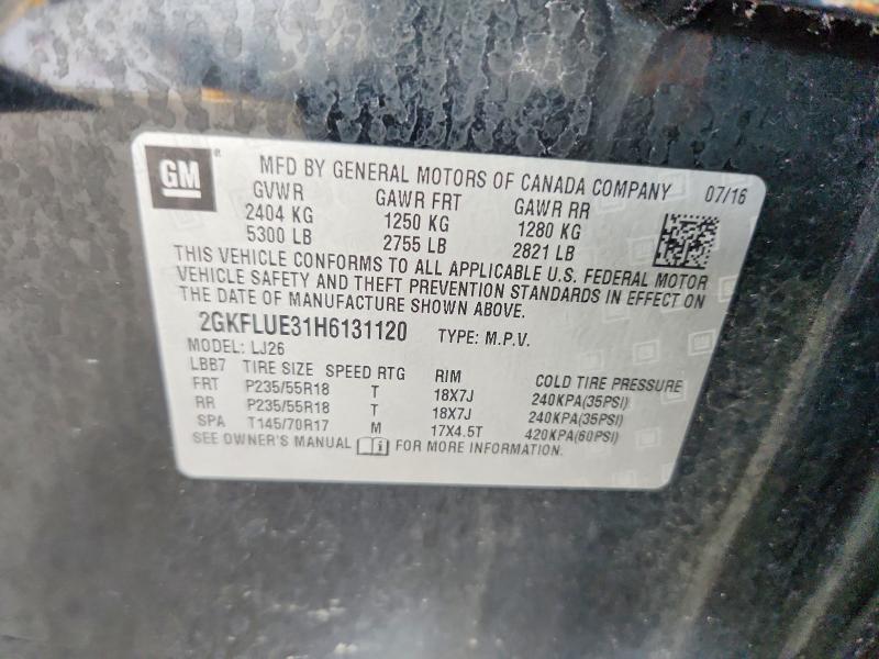 Aukcja sprzedaży 2017 Gmc Terrain, vin: 2GKFLUE31H6131120, numer aukcji: 66694346
