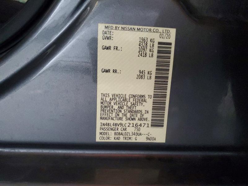 2020 Nissan Altima მანქანა იყიდება აუქციონზე, vin: 1N4BL4BV9LC216471, აუქციონის ნომერი: 69993036