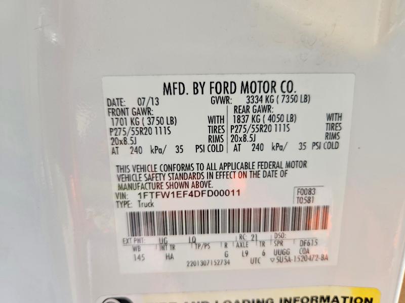 Продажа на аукционе авто 2013 Ford F150, vin: 1FTFW1EF4DFD00011, номер лота: 67925646