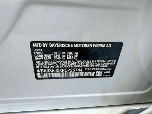 2024 Bmw 760 მანქანა იყიდება აუქციონზე, vin: WBA33EJ0XRCP25744, აუქციონის ნომერი: 66038516