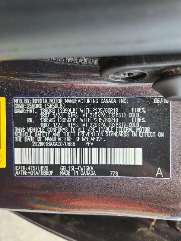 Продаж на аукціоні авто 2010 Lexus Rx, vin: 2T2BK1BAXAC070686, номер лоту: 68262406