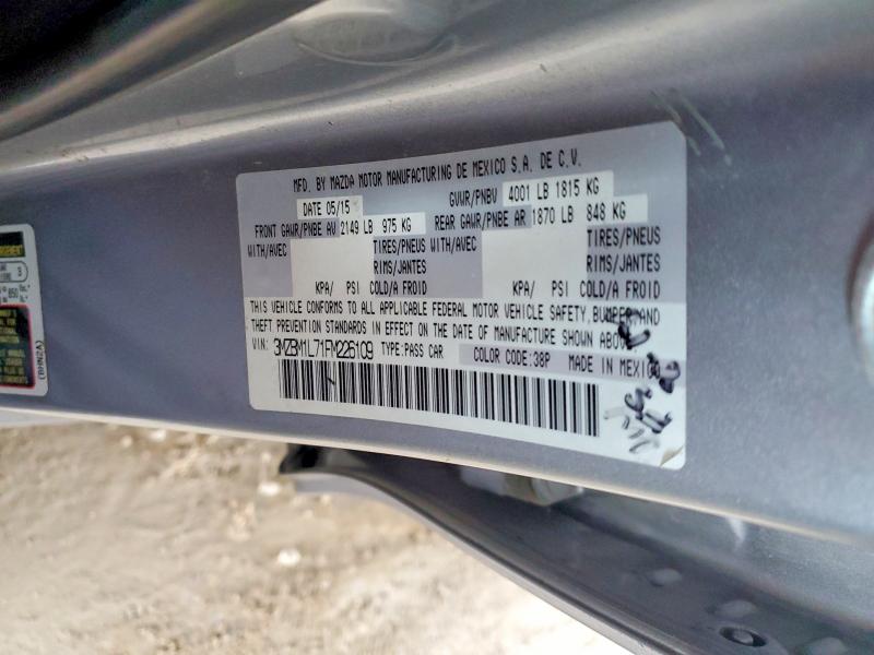 2015 Mazda 3 მანქანა იყიდება აუქციონზე, vin: 3MZBM1L71FM226109, აუქციონის ნომერი: 66586826