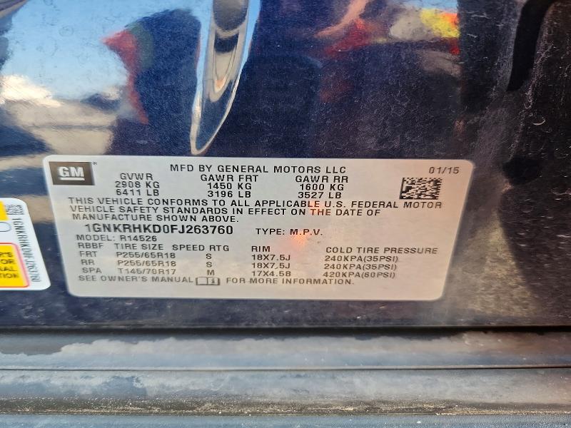 Aukcja sprzedaży 2015 Chevrolet Traverse, vin: 1GNKRHKD0FJ263760, numer aukcji: 66959426