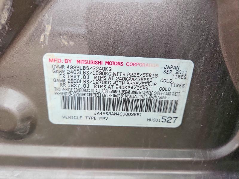 69976706 :رقم المزاد ، JA4AS3AW4CU003851 vin ، 2012 Mitsubishi Outlander مزاد بيع