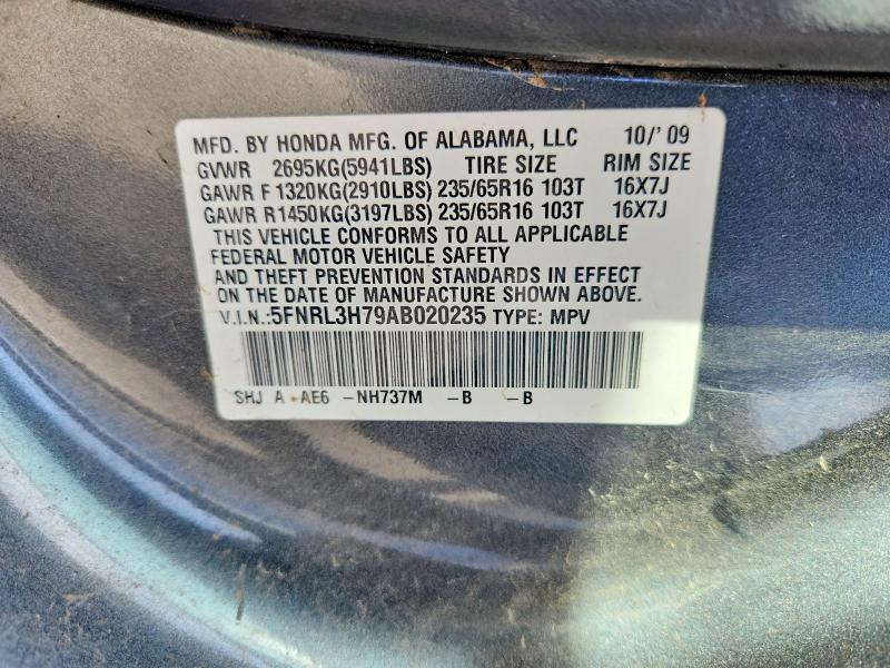 Продаж на аукціоні авто 2010 Honda Odyssey, vin: 5FNRL3H79AB020235, номер лоту: 68745536