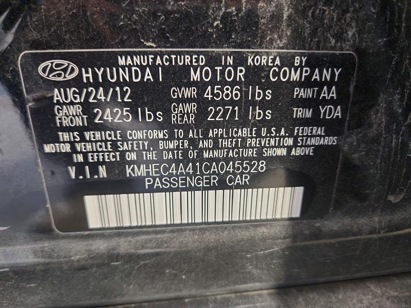 Продаж на аукціоні авто 2012 Hyundai Sonata, vin: KMHEC4A41CA045528, номер лоту: 67658926
