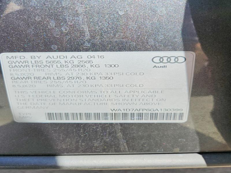 Aukcja sprzedaży 2016 Audi Q5, vin: WA1D7AFP6GA130399, numer aukcji: 67538006
