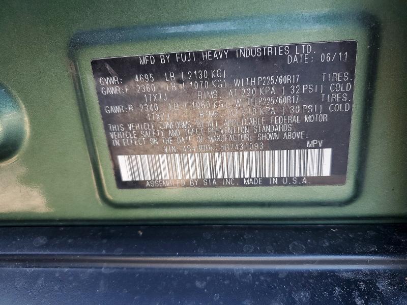 Aukcja sprzedaży 2011 Subaru Outback, vin: 4S4BRDKC5B2431093, numer aukcji: 68405646