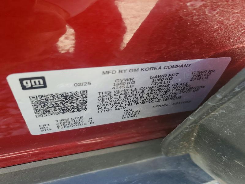 2025 Chevrolet Trax მანქანა იყიდება აუქციონზე, vin: KL77LHEP5SC239505, აუქციონის ნომერი: 69578366