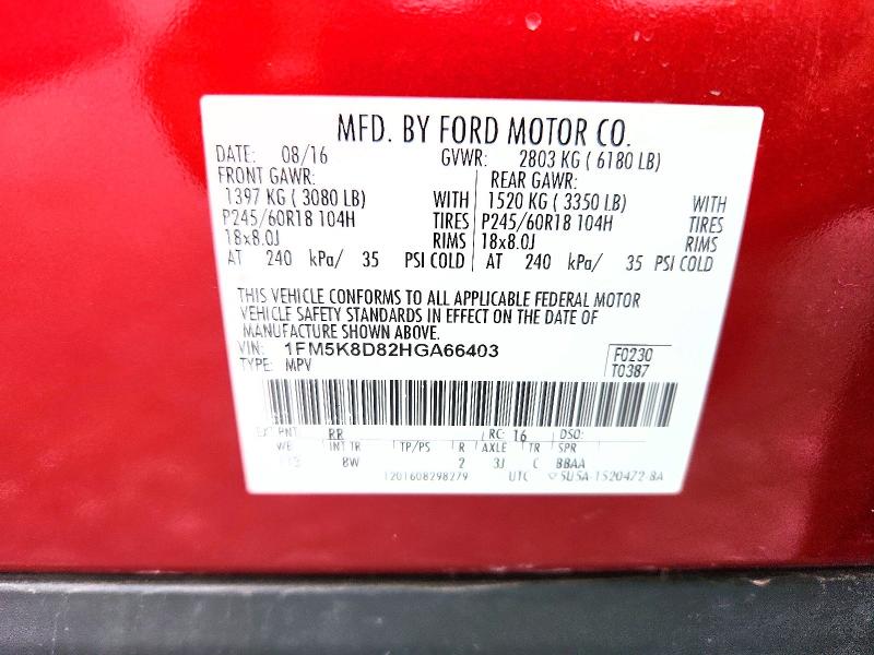 70150196 :رقم المزاد ، 1FM5K8D82HGA66403 vin ، 2017 Ford Explorer مزاد بيع