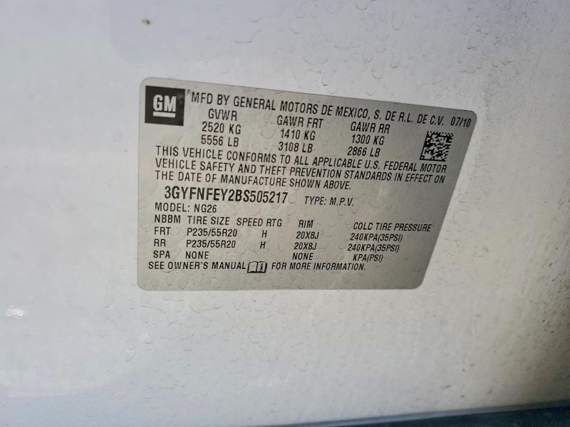 2011 Cadillac Srx მანქანა იყიდება აუქციონზე, vin: 3GYFNFEY2BS505217, აუქციონის ნომერი: 68874706